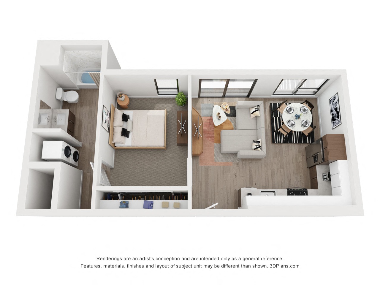 One bedroom floor plan The Mansion_B8